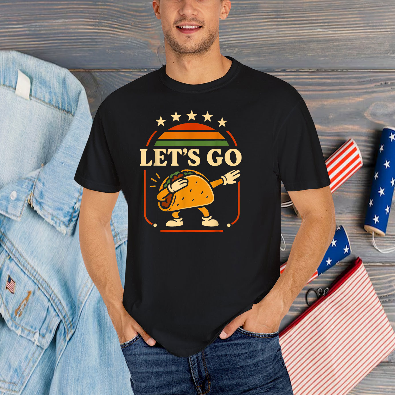 Funny Dabbing Taco Let's Go Taco T-Shirt