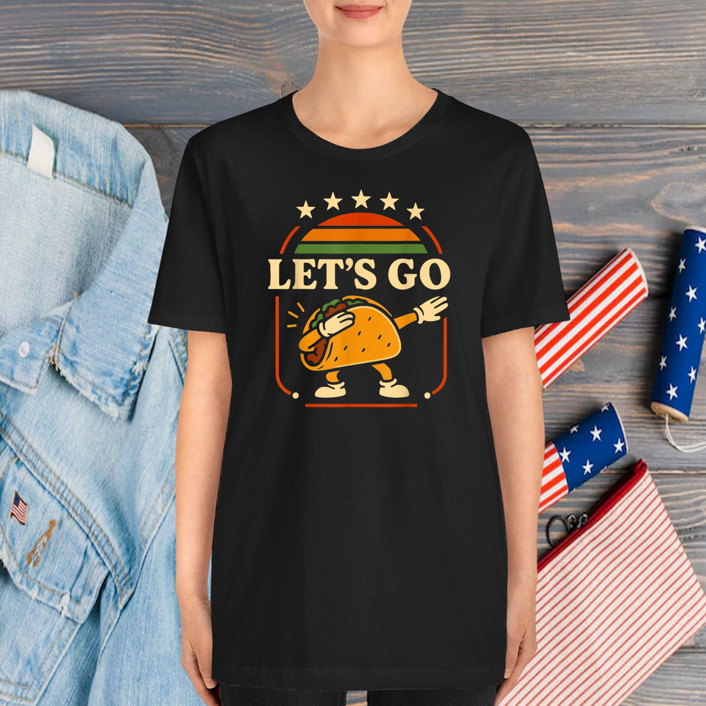 Funny Dabbing Taco Let's Go Taco T-Shirt