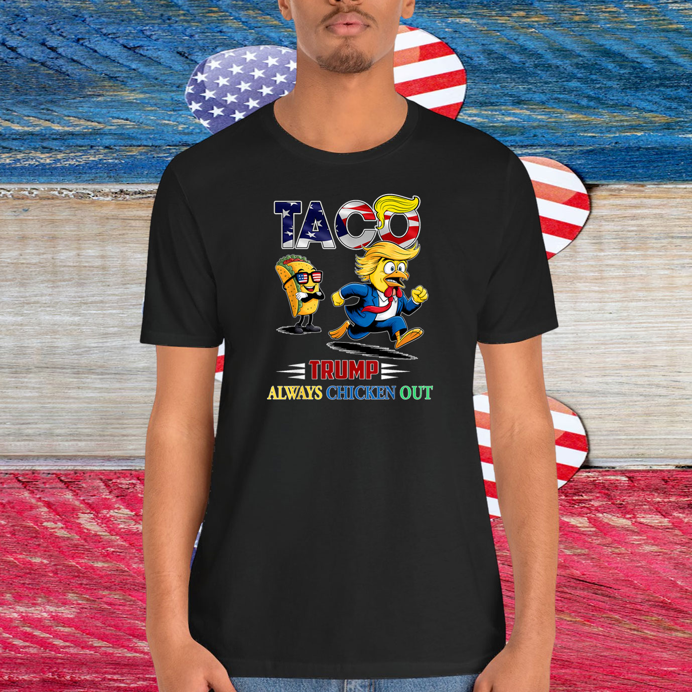 Funny Taco Trump Always Chickens Out Shirt