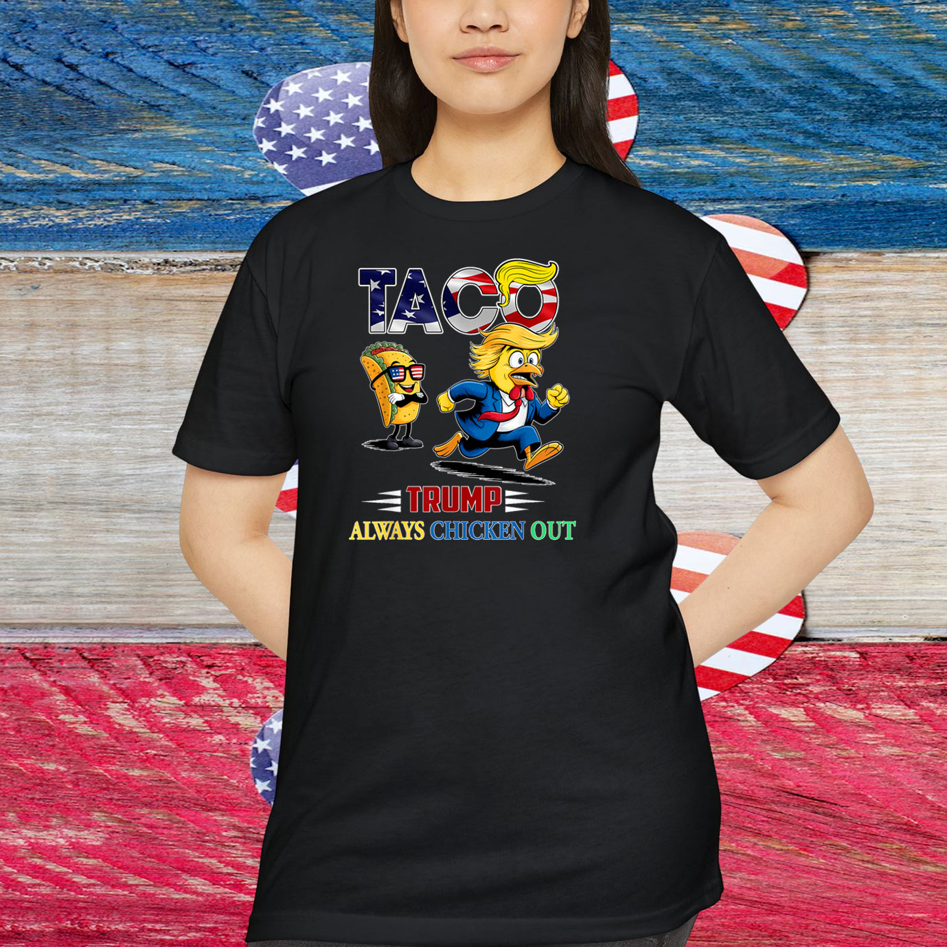 Funny Taco Trump Always Chickens Out Shirt