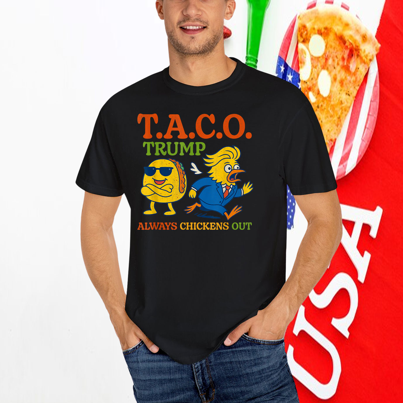 Funny Taco Trump Always Chickens Out T.A.C.O Shirt