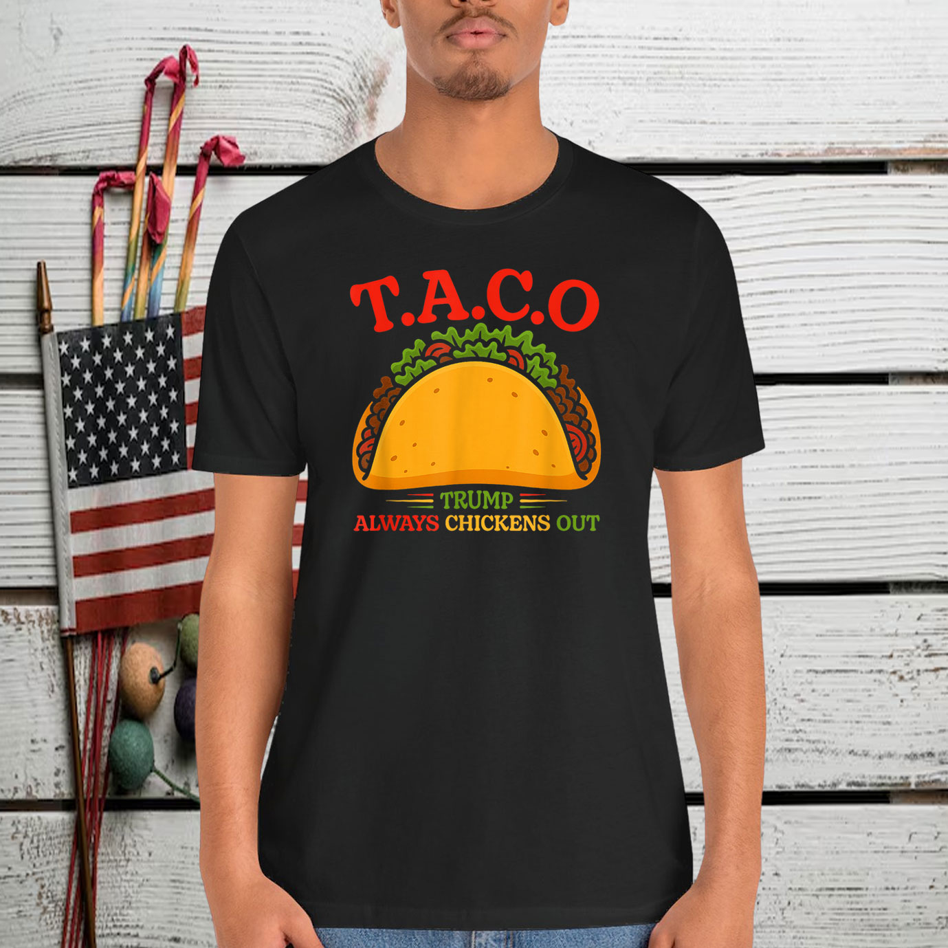 Funny Taco Trump Always Chickens Out T.A.C.O T-Shirt