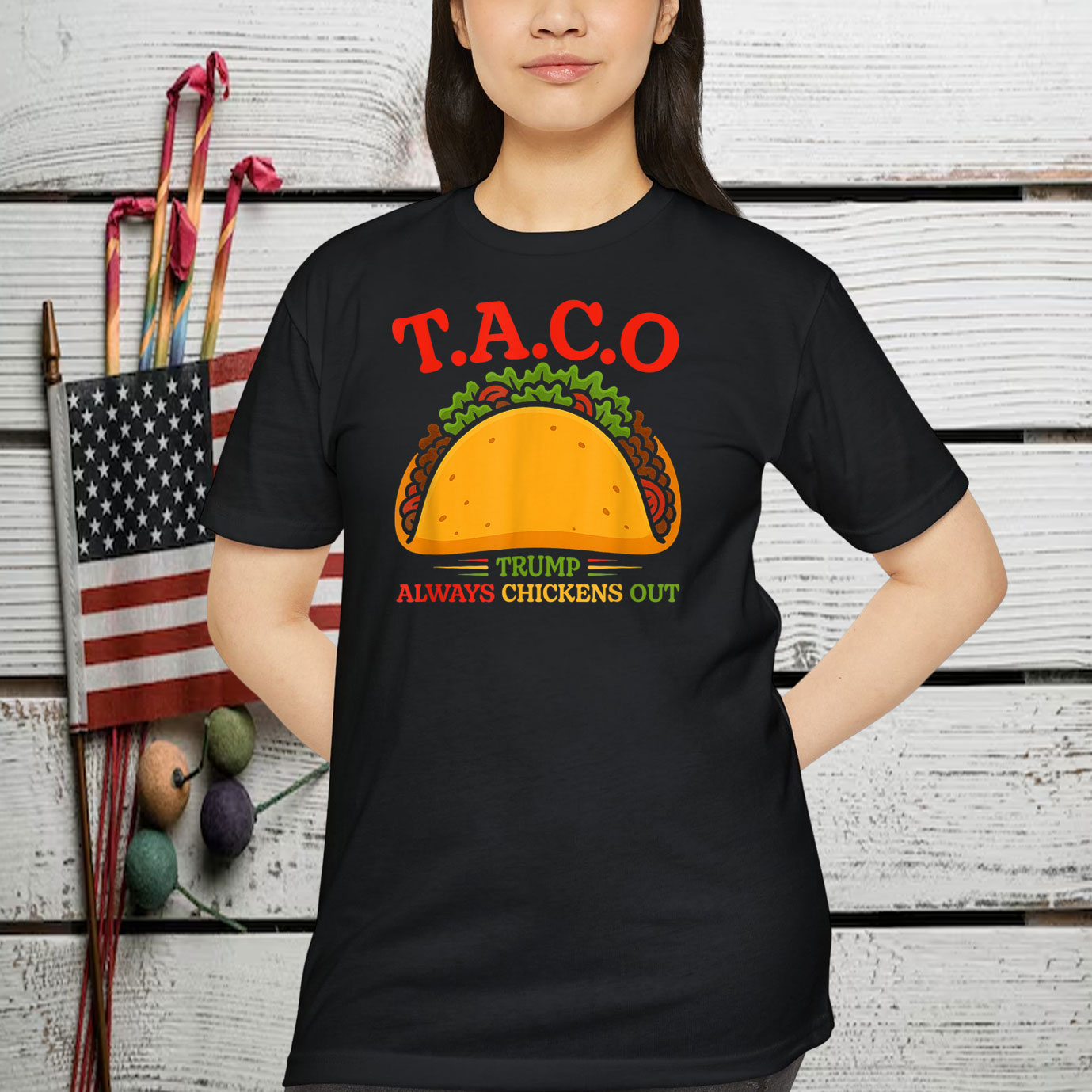 Funny Taco Trump Always Chickens Out T.A.C.O T-Shirt