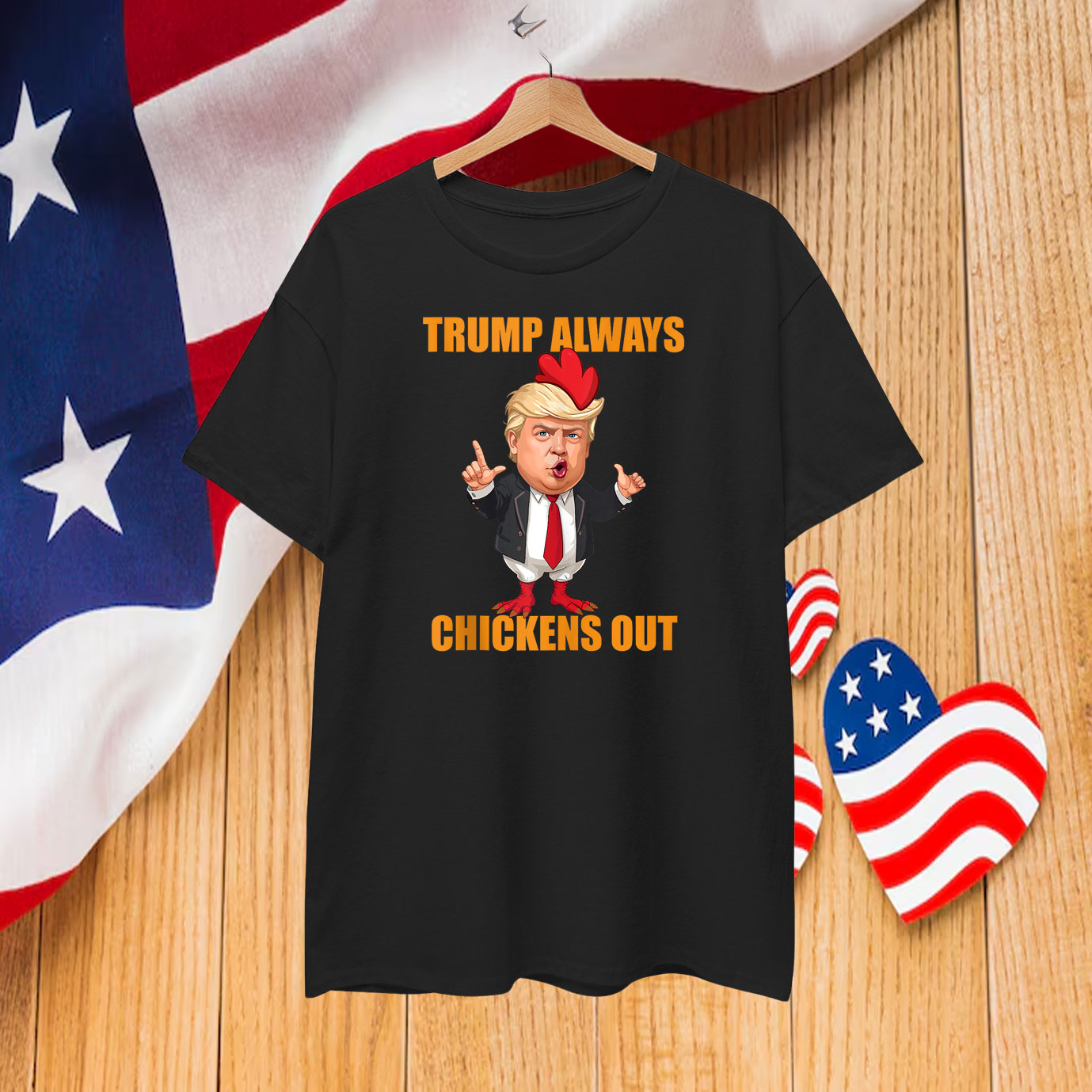 Funny Trump Always Chickens Out TACO Trump Chicken Joke Shirt