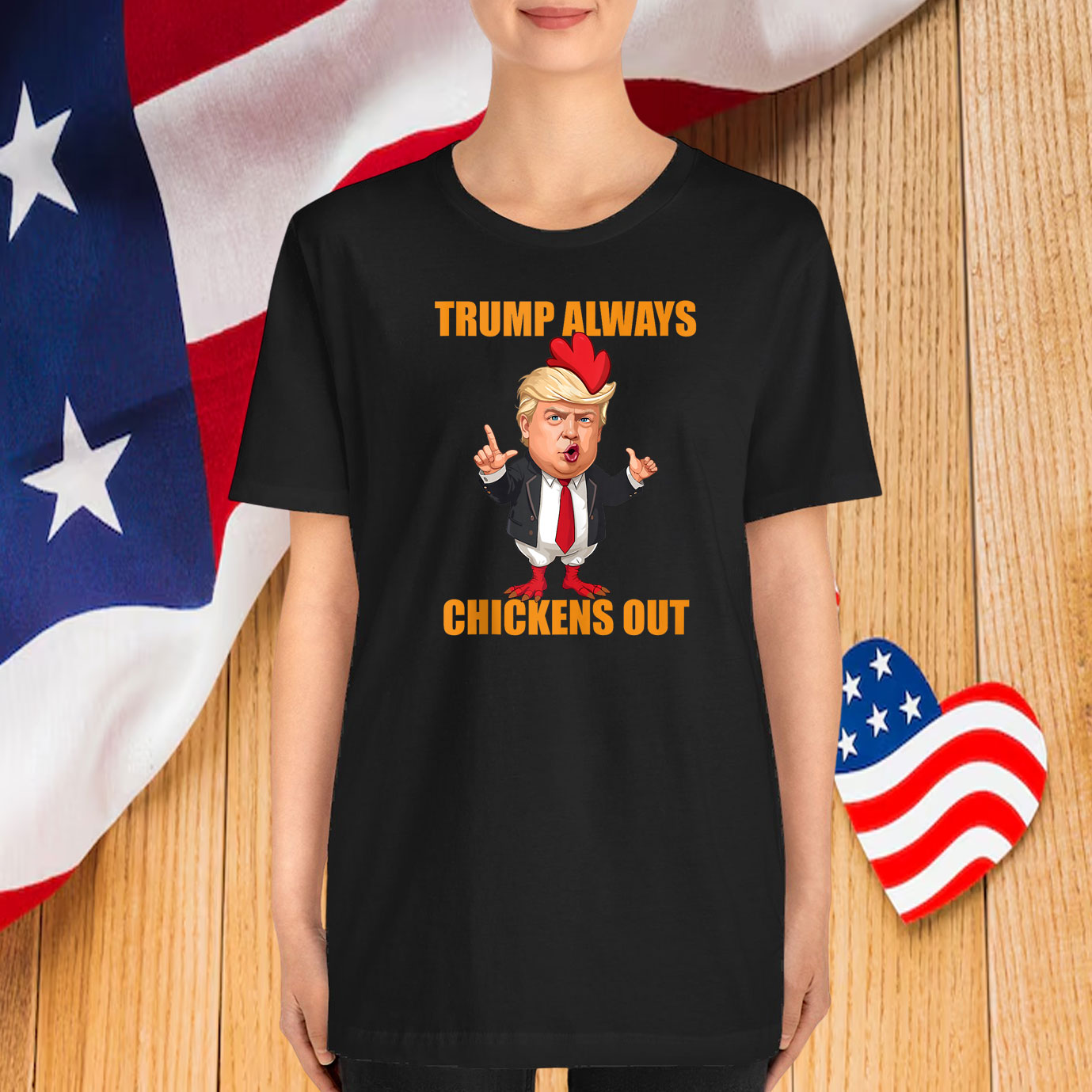 Funny Trump Always Chickens Out TACO Trump Chicken Joke Shirt