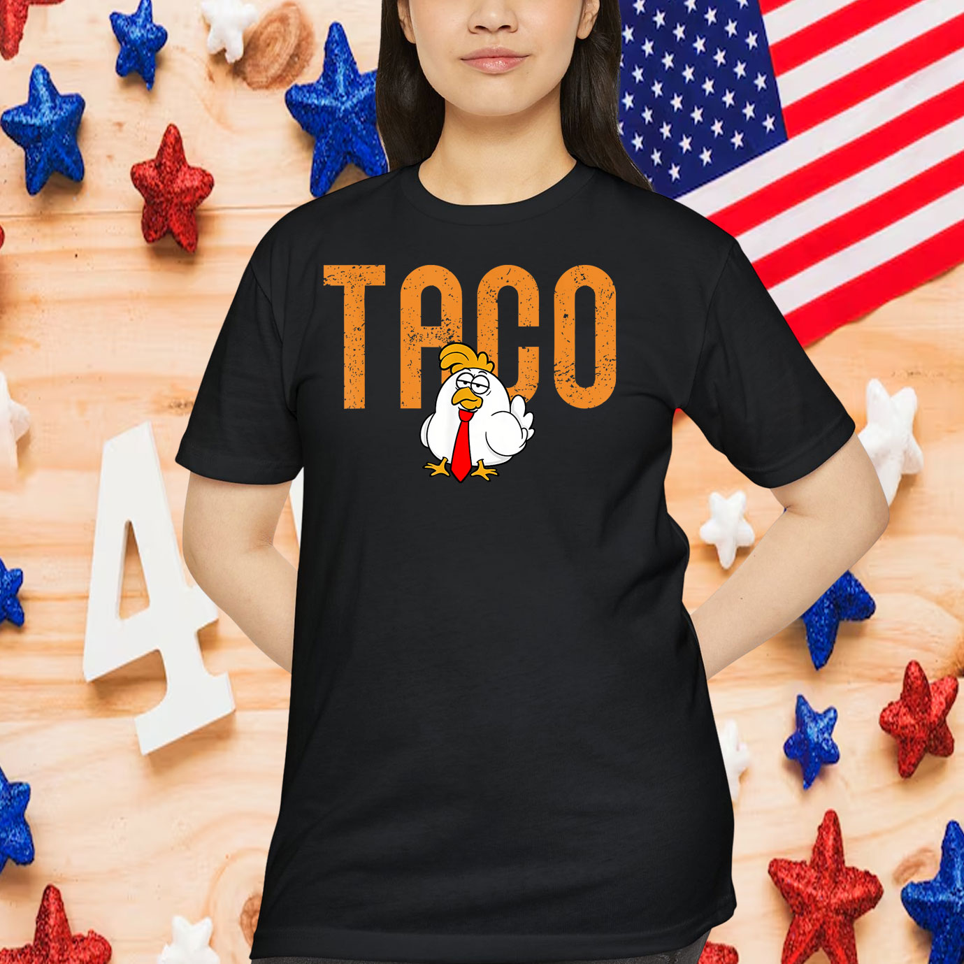 Funny Trump Always Chickens Out TACO Trump Chicken Joke T-Shirt