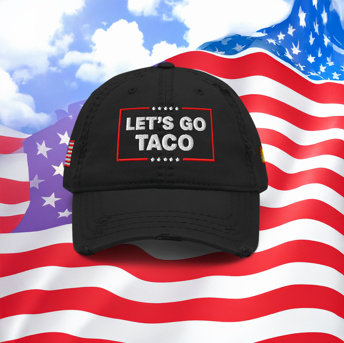 Let’s Go Taco Trump Distressed Hat