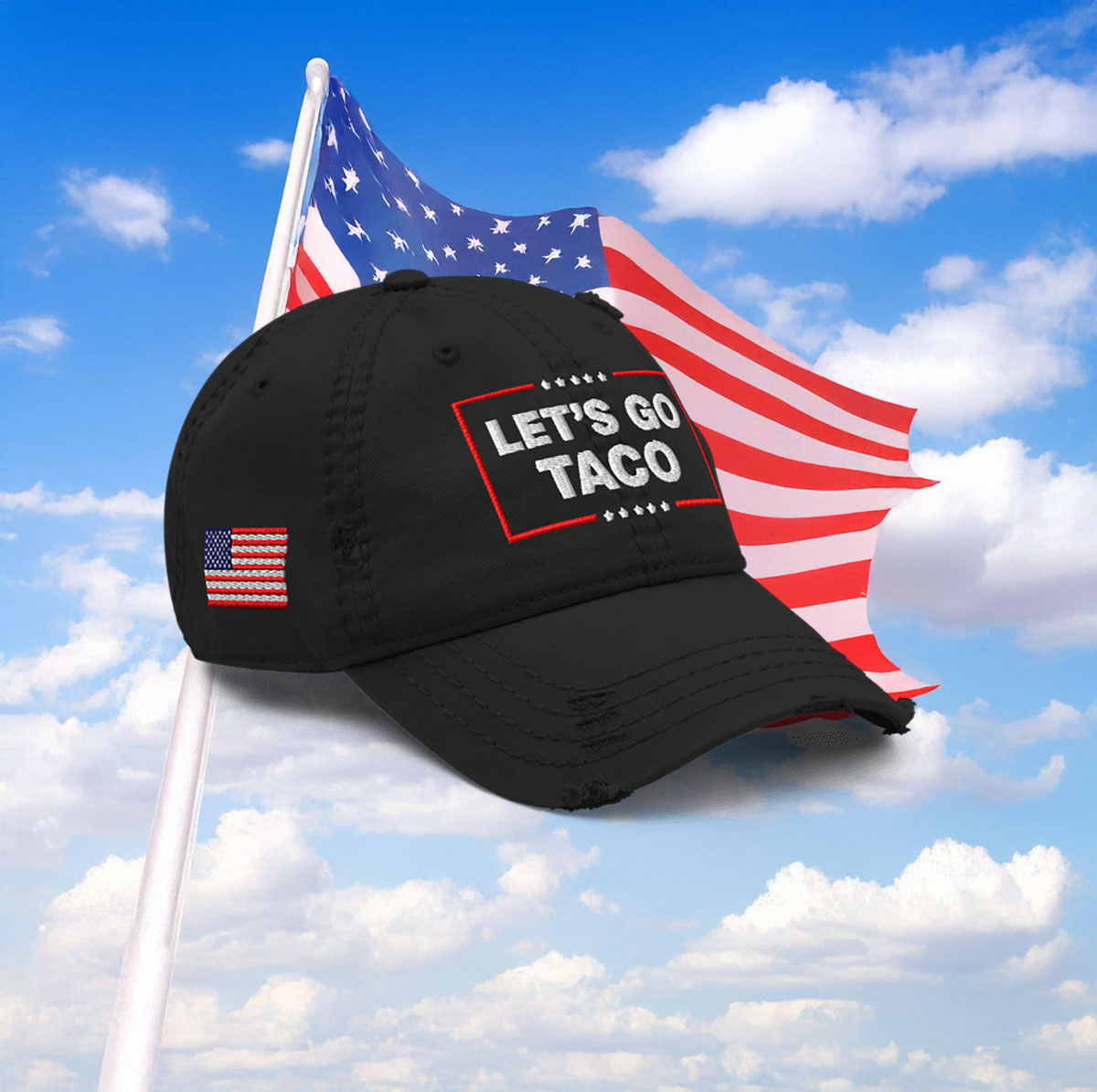 Let’s Go Taco Trump Distressed Hat
