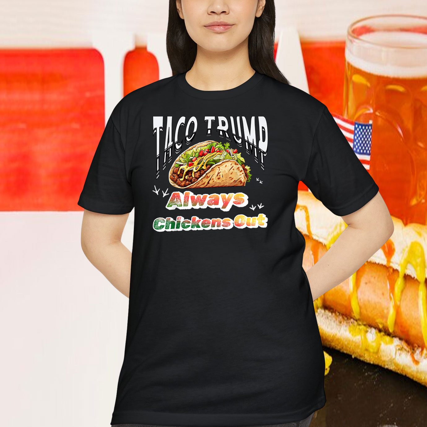 Taco Trump Always Chickens Out funny taco chickens trump T-Shirt