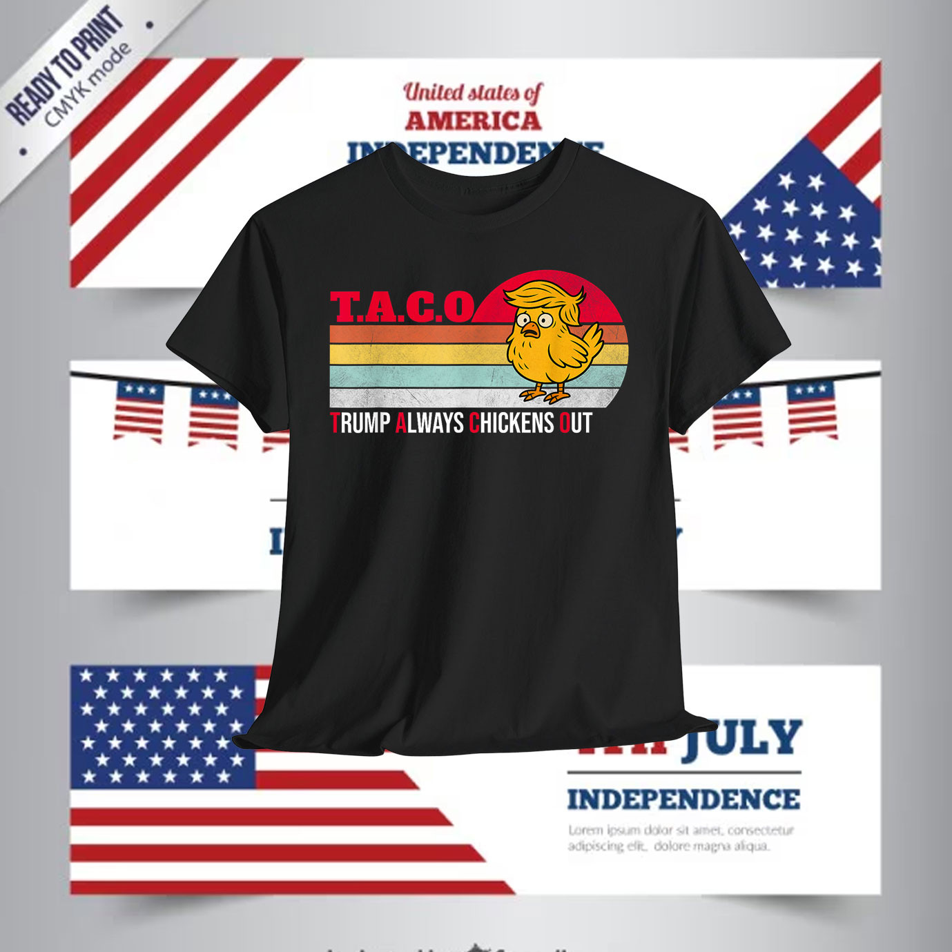 Funny Taco Trump Always Chickens Out Vintage Shirt