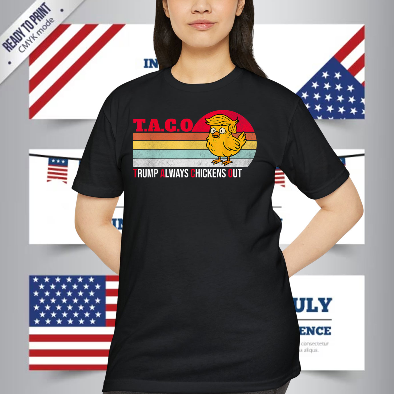 Funny Taco Trump Always Chickens Out Vintage Shirt