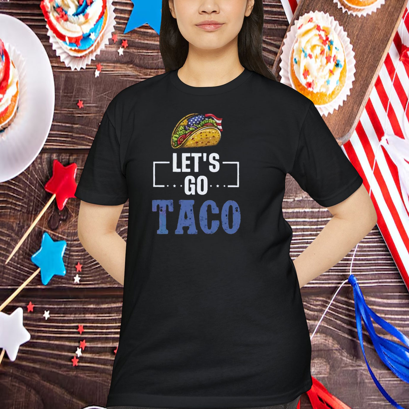 Let's Go Taco America Flag Shirt