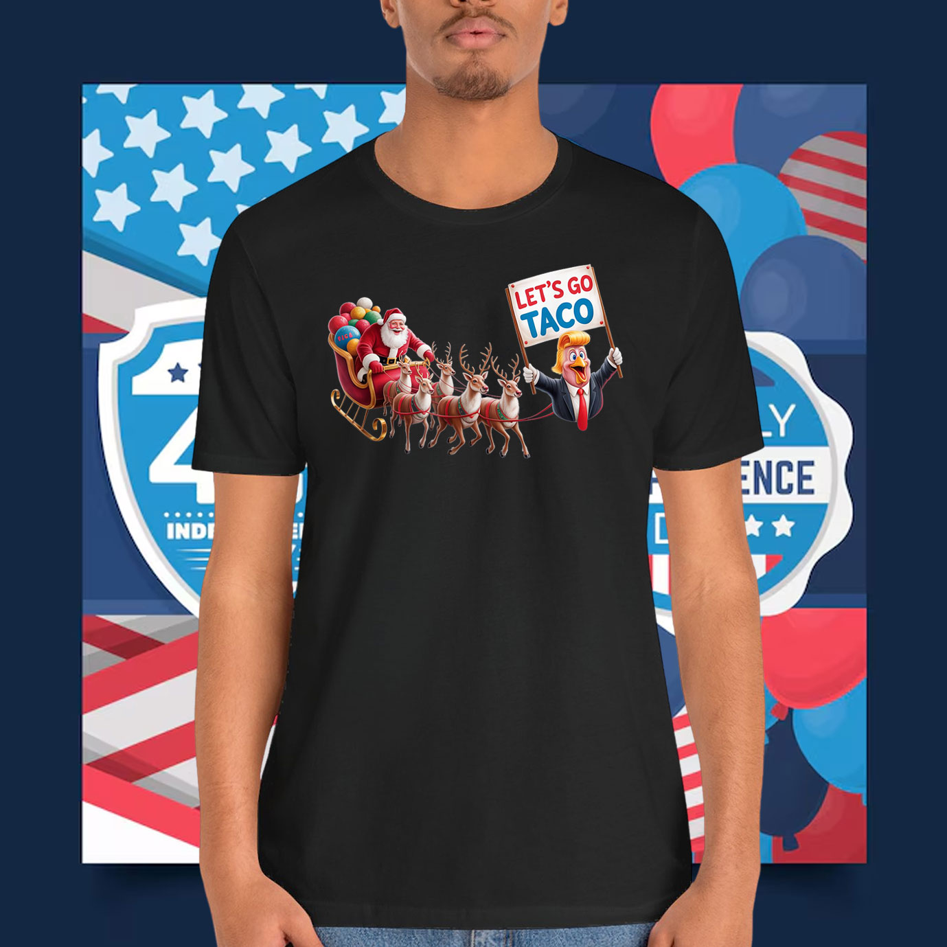 Let's Go Taco - Funny Sleigh Ride With Santa Claus T-Shirts