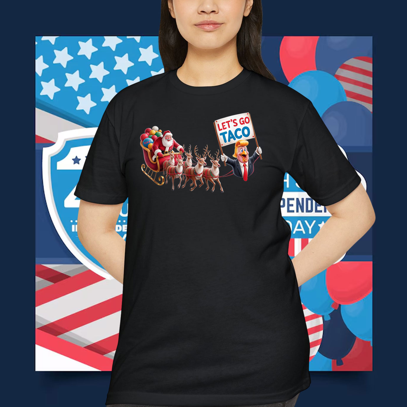 Let's Go Taco - Funny Sleigh Ride With Santa Claus T-Shirts