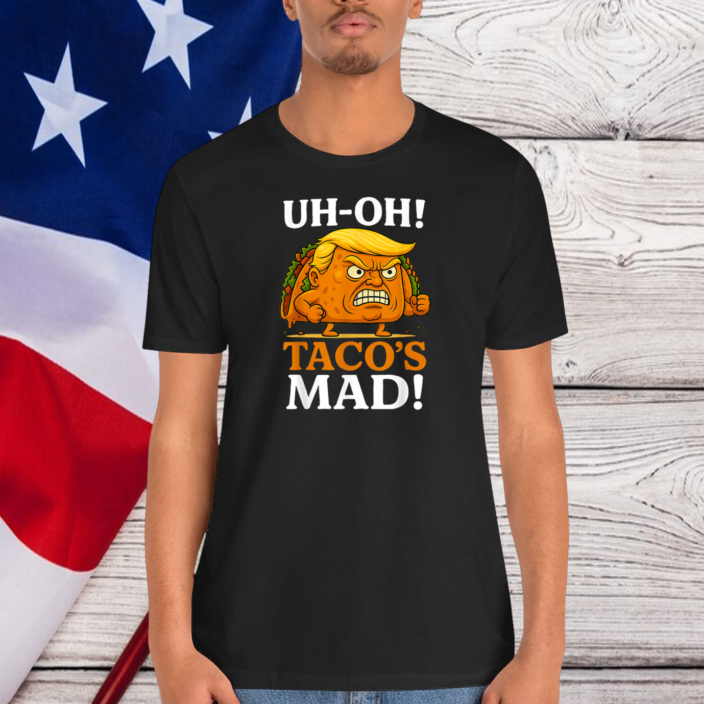 Uh oh Taco's Mad Orange Faced Taco T-Shirt