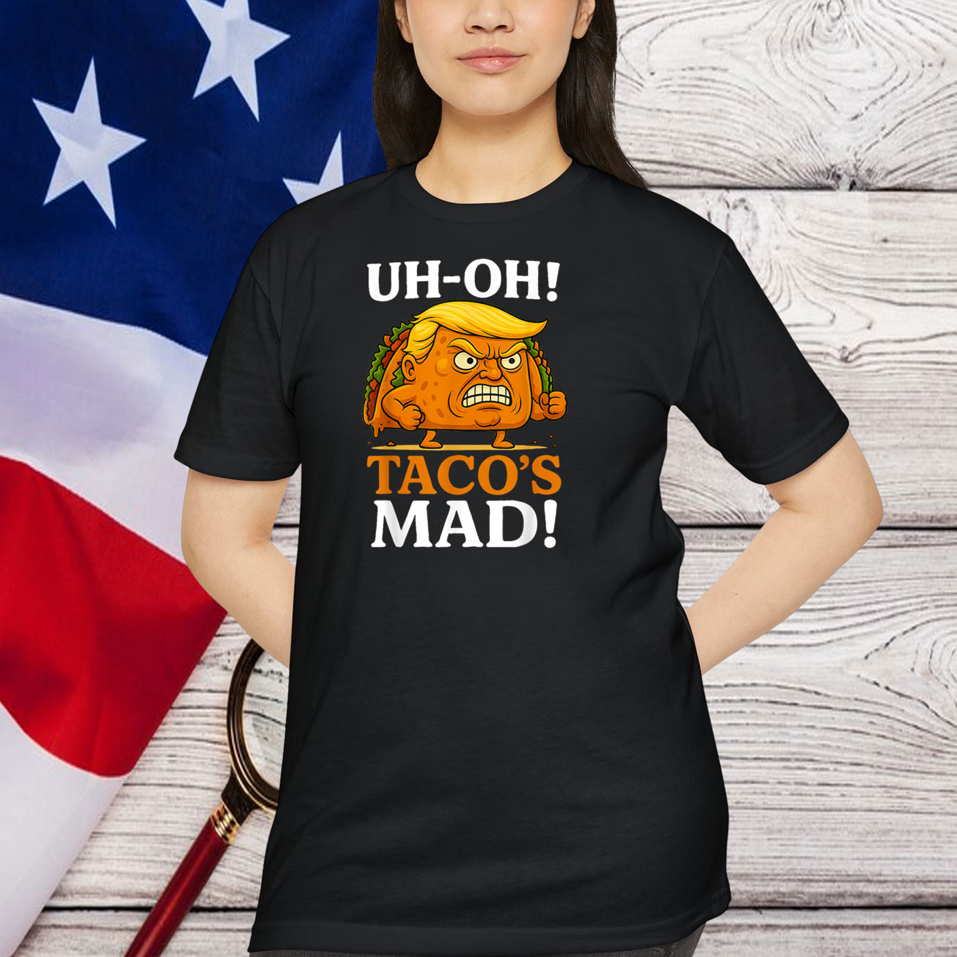 Uh oh Taco's Mad Orange Faced Taco T-Shirt